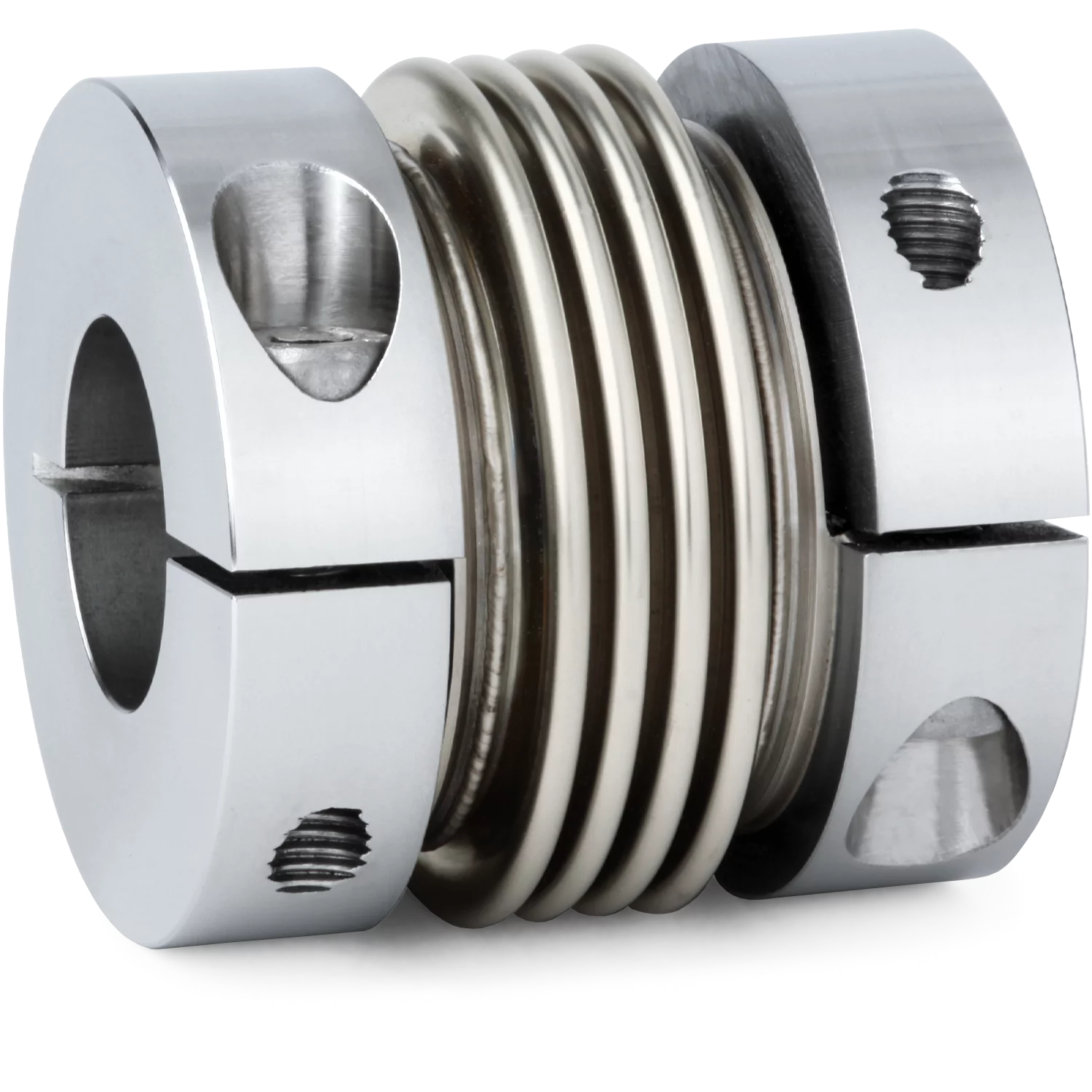 R+W Couplings Bellows style - a high-precision, torsionally rigid coupling designed for zero backlash and efficient torque transmission in industrial applications.