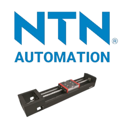 The NTN Automation company logo and a compact linear actuator