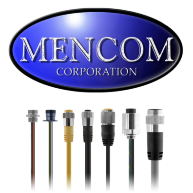 The Mencom company logo and a few cables. 