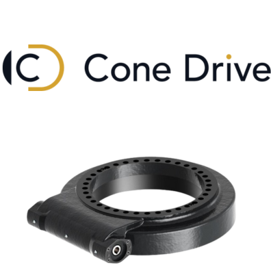 The Cone Drive company logo and an image of their slewing ring drive 