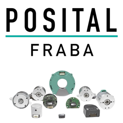 The Posital Fraba company logo with an image of their encoders