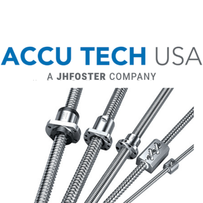 The AccuTech USA company logo and a few ball-screws. 